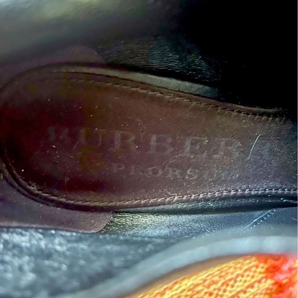 Burberry Size 9 Black Leather Peeptoe Booties